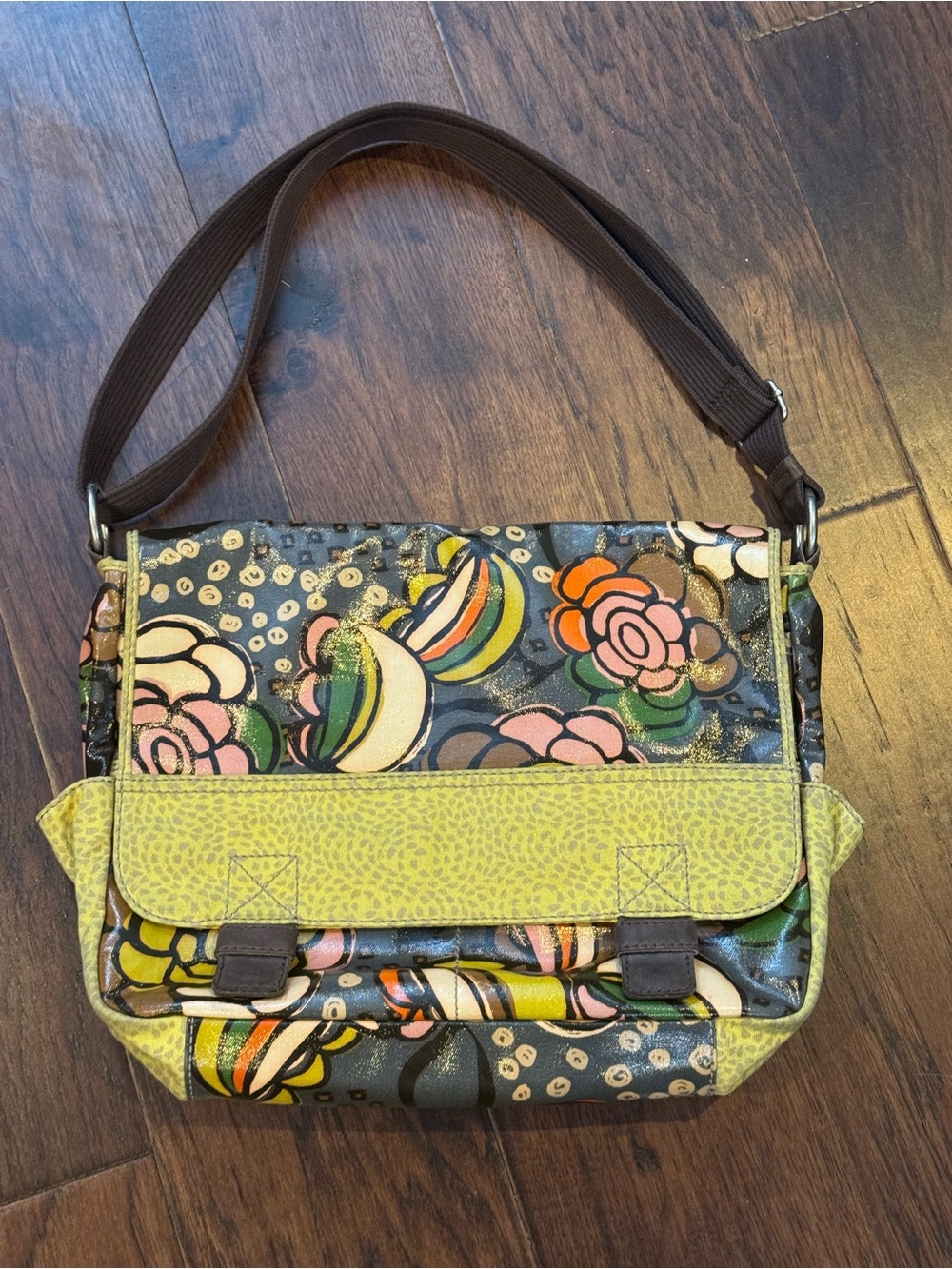 Fossil Key-Per floral crossbody messenger bag